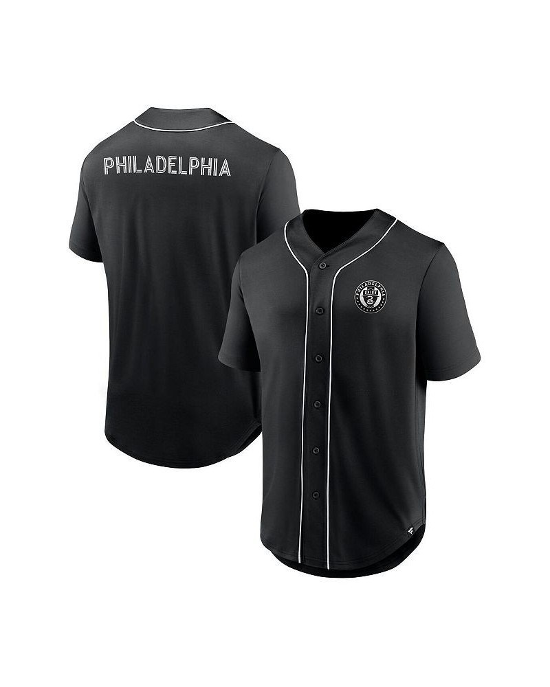 Men's Branded Black Philadelphia Union Third Period Fashion Baseball Button-Up Jersey $37.09 Jersey