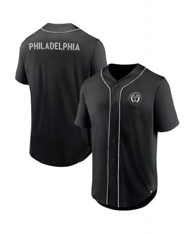 Men's Branded Black Philadelphia Union Third Period Fashion Baseball Button-Up Jersey $37.09 Jersey