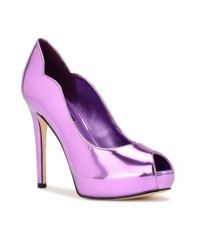 Women's Hilare Platform Dress Peep Toe Pumps Purple $39.27 Shoes