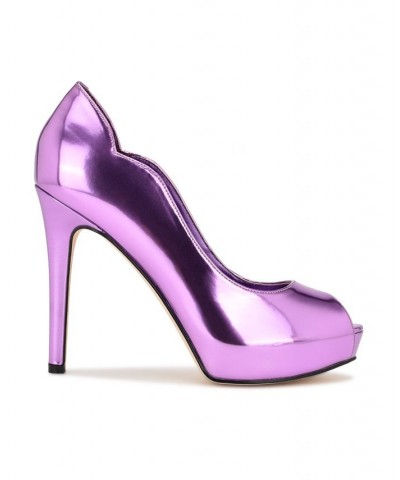 Women's Hilare Platform Dress Peep Toe Pumps Purple $39.27 Shoes