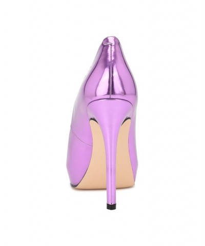 Women's Hilare Platform Dress Peep Toe Pumps Purple $39.27 Shoes