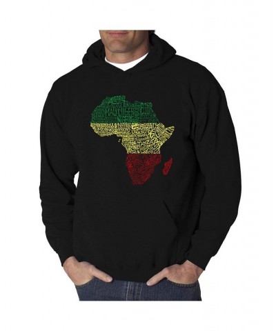 Men's Countries in Africa Word Art Hooded Sweatshirt Black $35.39 Sweatshirt