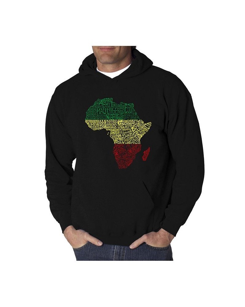 Men's Countries in Africa Word Art Hooded Sweatshirt Black $35.39 Sweatshirt