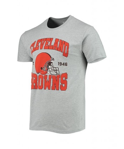 Men's Heathered Gray Cleveland Browns Helmet T-shirt $25.19 T-Shirts