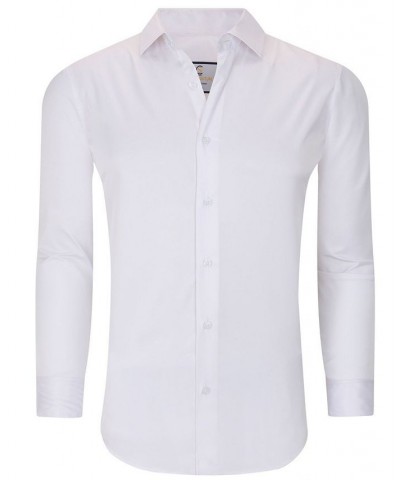 Men's Solid Slim Fit Wrinkle Free Stretch Long Sleeve Button Down Shirt White $35.39 Dress Shirts