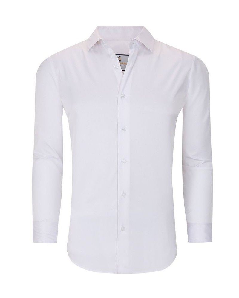 Men's Solid Slim Fit Wrinkle Free Stretch Long Sleeve Button Down Shirt White $35.39 Dress Shirts