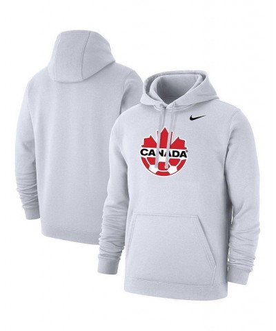 Men's White Canada Soccer Club Primary Pullover Hoodie $41.59 Sweatshirt