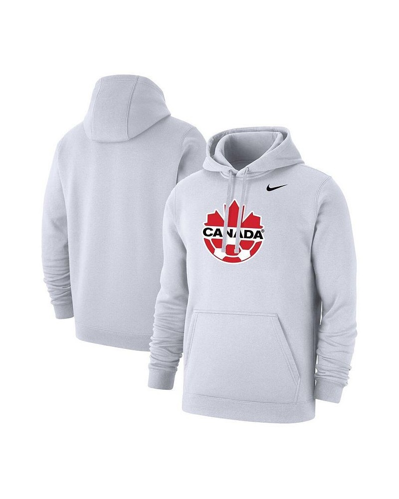 Men's White Canada Soccer Club Primary Pullover Hoodie $41.59 Sweatshirt