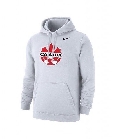 Men's White Canada Soccer Club Primary Pullover Hoodie $41.59 Sweatshirt