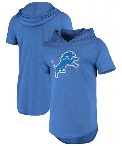 Men's Blue Detroit Lions Primary Logo Tri-Blend Hoodie T-shirt $35.99 T-Shirts