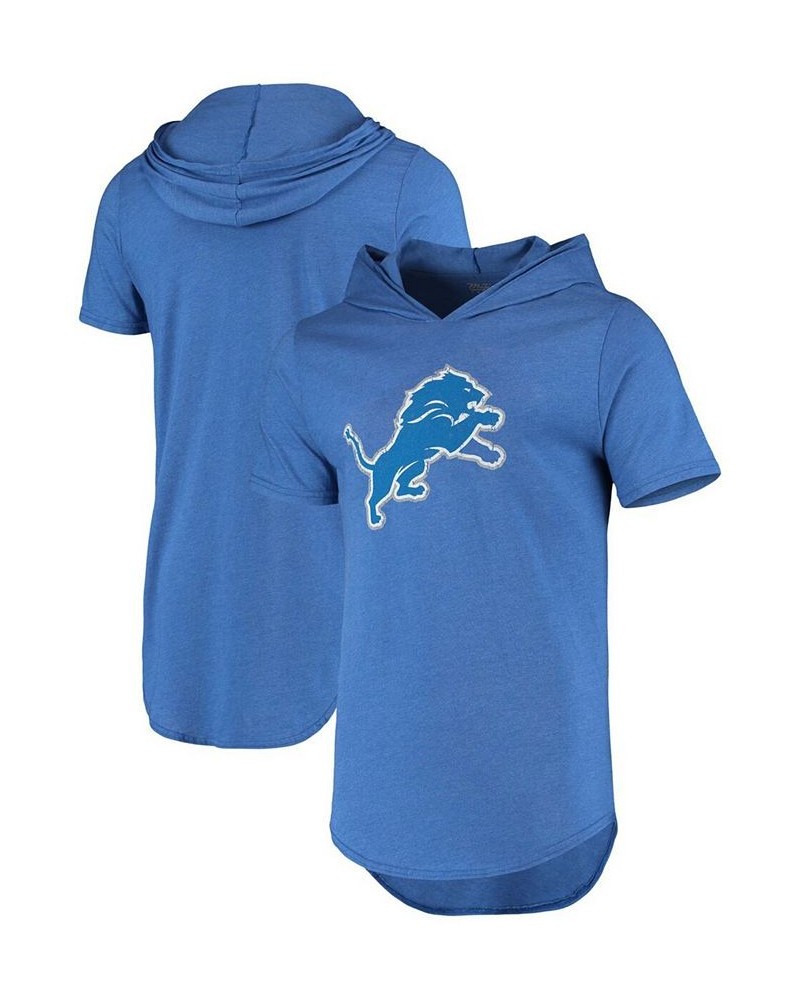 Men's Blue Detroit Lions Primary Logo Tri-Blend Hoodie T-shirt $35.99 T-Shirts