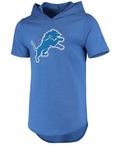 Men's Blue Detroit Lions Primary Logo Tri-Blend Hoodie T-shirt $35.99 T-Shirts