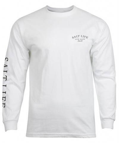 Men's Salt Life Striped Bass Graphic Long-Sleeve T-Shirt White $22.04 T-Shirts