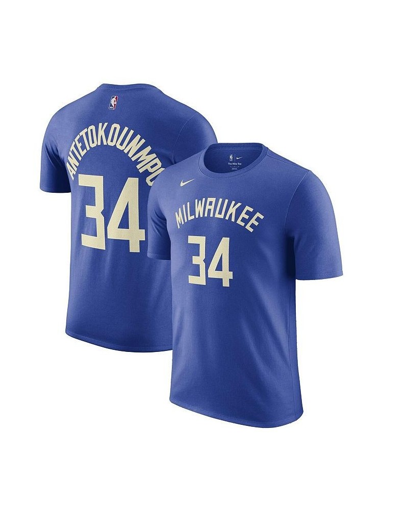 Men's Giannis Antetokounmpo Royal Milwaukee Bucks 2022/23 City Edition Name and Number T-shirt $25.19 T-Shirts