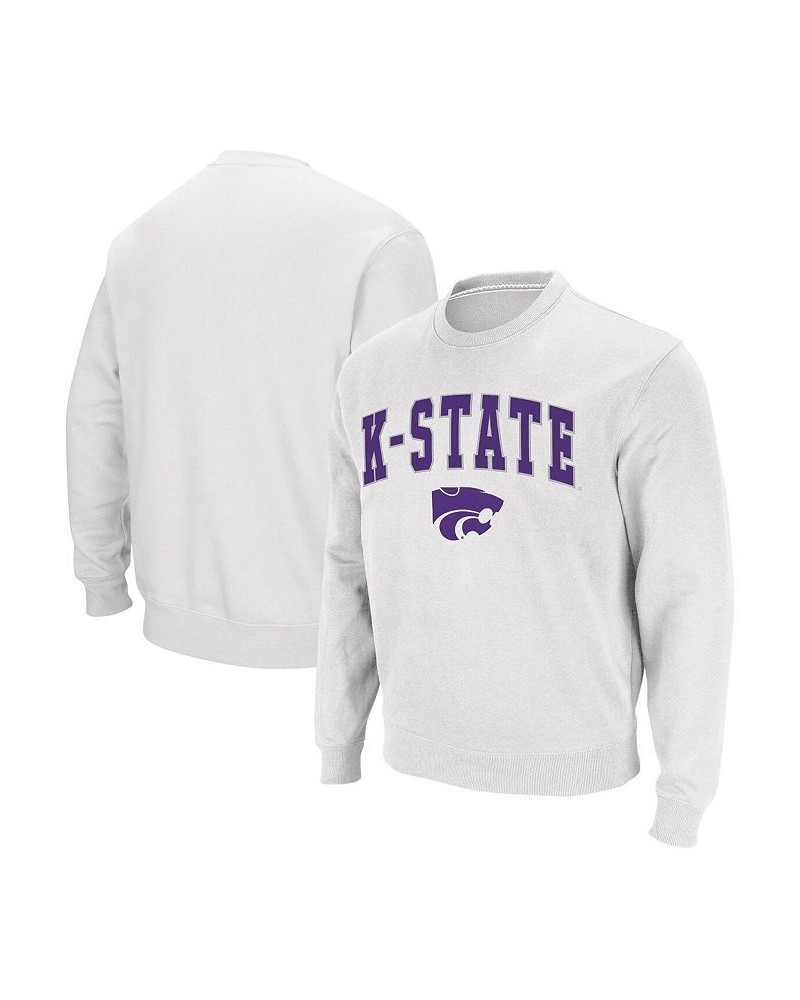 Men's White Kansas State Wildcats Arch and Logo Crew Neck Sweatshirt $30.00 Sweatshirt