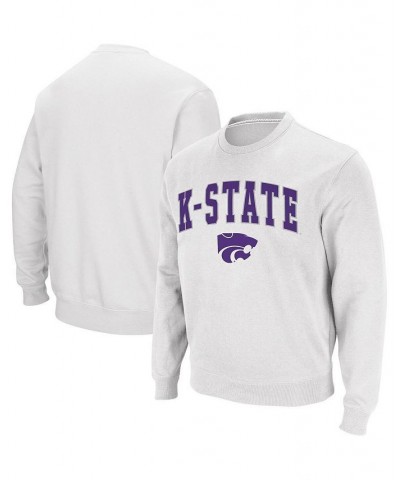 Men's White Kansas State Wildcats Arch and Logo Crew Neck Sweatshirt $30.00 Sweatshirt