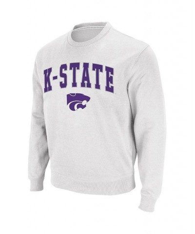 Men's White Kansas State Wildcats Arch and Logo Crew Neck Sweatshirt $30.00 Sweatshirt