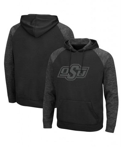 Men's Black Oklahoma State Cowboys Blackout 3.0 Tonal Raglan Pullover Hoodie $37.79 Sweatshirt