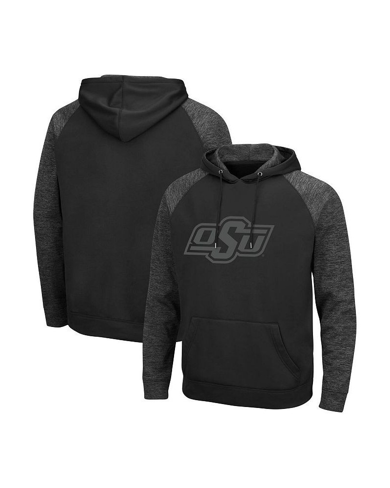 Men's Black Oklahoma State Cowboys Blackout 3.0 Tonal Raglan Pullover Hoodie $37.79 Sweatshirt