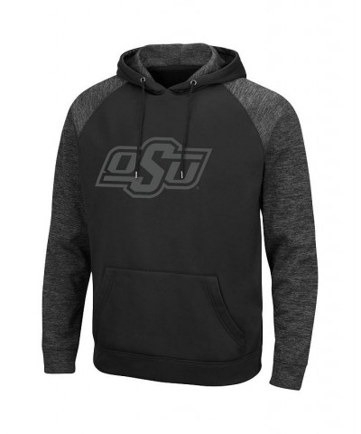 Men's Black Oklahoma State Cowboys Blackout 3.0 Tonal Raglan Pullover Hoodie $37.79 Sweatshirt