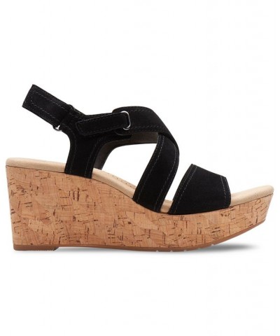 Women's Rose Way Crisscross Cork-Wedge Sandals Black $52.32 Shoes