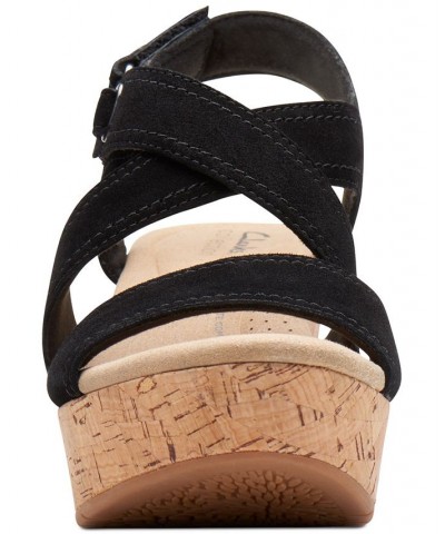 Women's Rose Way Crisscross Cork-Wedge Sandals Black $52.32 Shoes