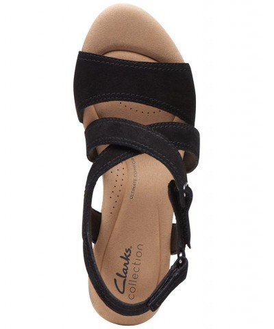 Women's Rose Way Crisscross Cork-Wedge Sandals Black $52.32 Shoes