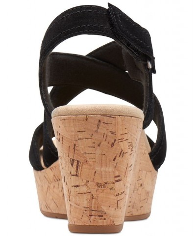 Women's Rose Way Crisscross Cork-Wedge Sandals Black $52.32 Shoes