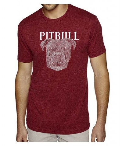 Men's Premium Word Art T-shirt - Pitbull Face Red $26.54 T-Shirts