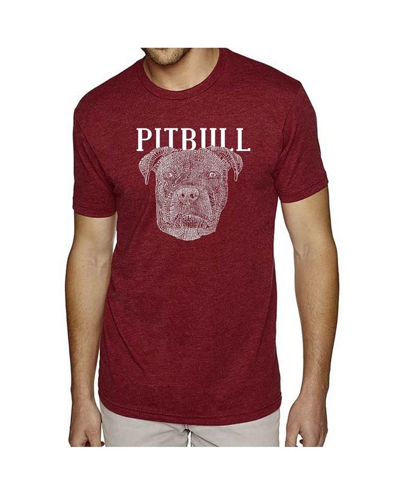 Men's Premium Word Art T-shirt - Pitbull Face Red $26.54 T-Shirts