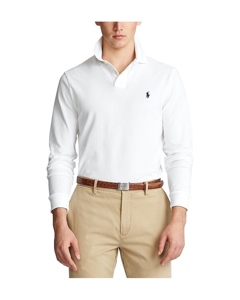 Men's Classic Fit Long Sleeve Mesh Polo White $25.17 Polo Shirts