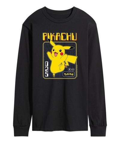 Men's Pokemon Pikachu Long Sleeve T-shirt Black $23.10 T-Shirts