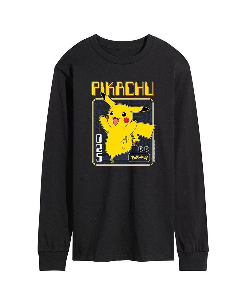 Men's Pokemon Pikachu Long Sleeve T-shirt Black $23.10 T-Shirts