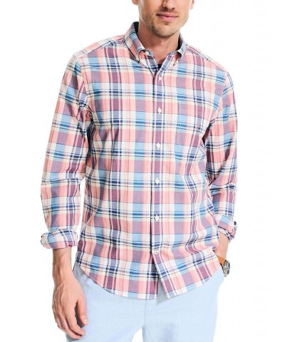 Men's Classic-Fit Plaid Button-Down Poplin Shirt Pink $26.65 Shirts