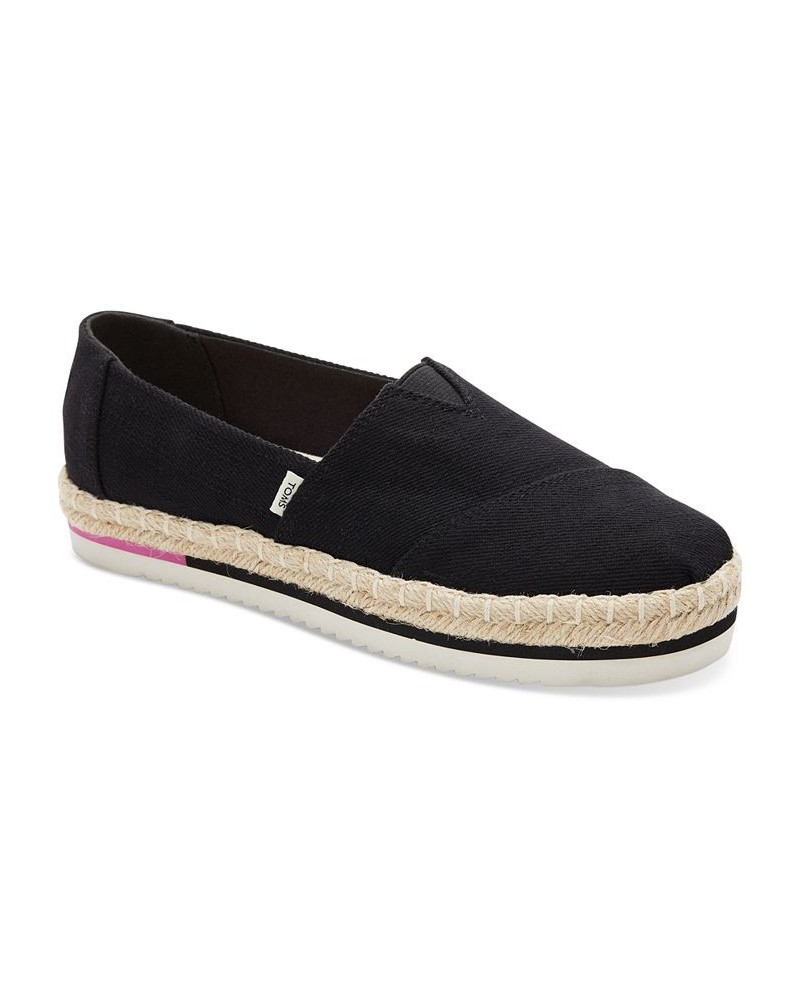 Women's Alpargata Recycled Platform Espadrille Slip-Ons Black $36.34 Shoes