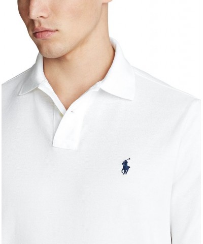 Men's Classic Fit Long Sleeve Mesh Polo White $25.17 Polo Shirts