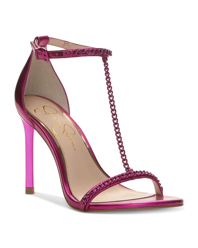 Women's Qiven T-Strap Dress Sandals Pink $44.55 Shoes