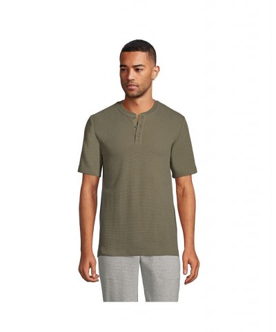 Men's Waffle Short Sleeve Pajama Henley Green $31.18 Pajama