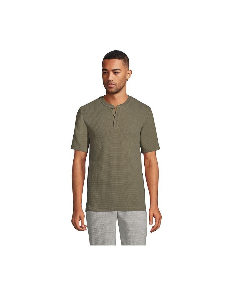 Men's Waffle Short Sleeve Pajama Henley Green $31.18 Pajama