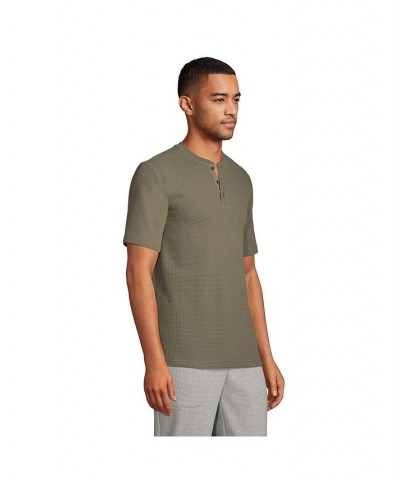 Men's Waffle Short Sleeve Pajama Henley Green $31.18 Pajama