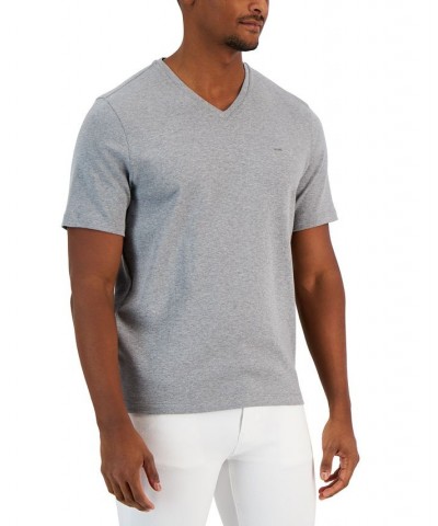 Men's Solid V-Neck T-Shirt Gray $15.64 T-Shirts