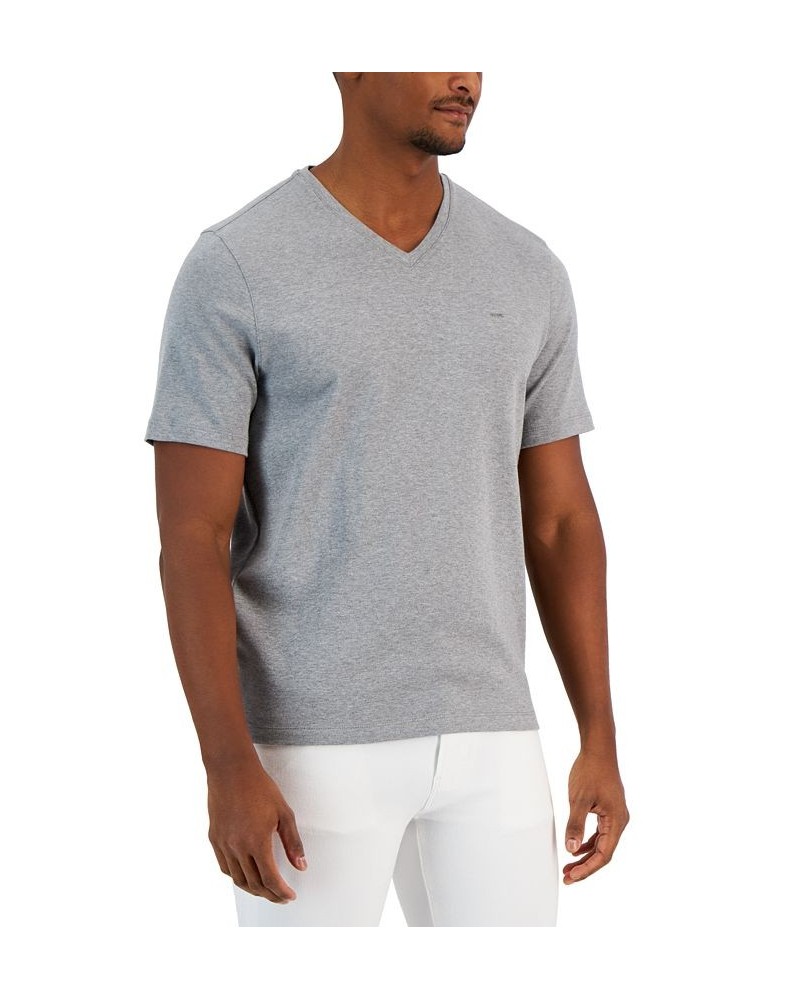 Men's Solid V-Neck T-Shirt Gray $15.64 T-Shirts