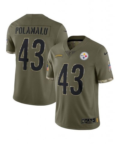 Men's Troy Polamalu Olive Pittsburgh Steelers 2022 Salute To Service Retired Player Limited Jersey $47.36 Jersey