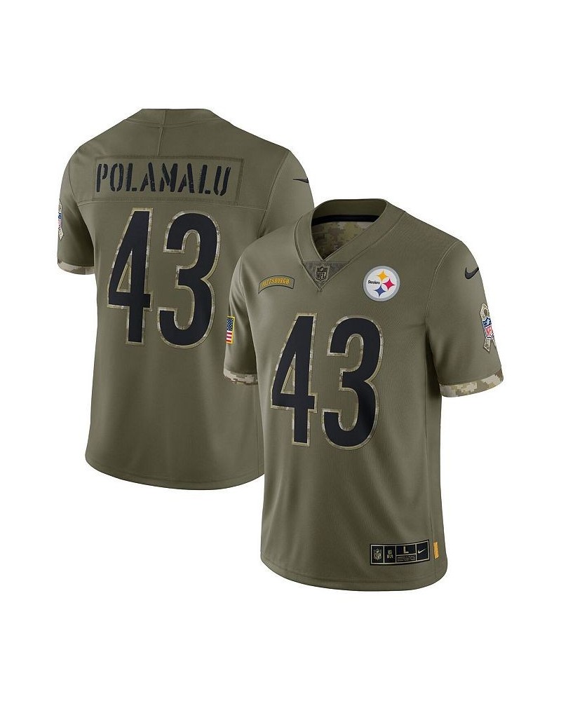 Men's Troy Polamalu Olive Pittsburgh Steelers 2022 Salute To Service Retired Player Limited Jersey $47.36 Jersey