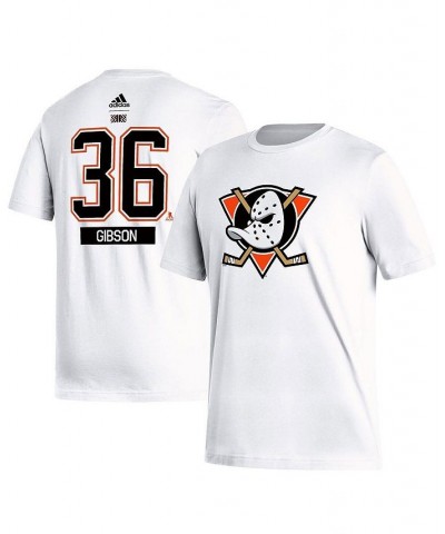 Men's John Gibson White Anaheim Ducks Reverse Retro 2.0 Name and Number T-shirt $22.39 T-Shirts