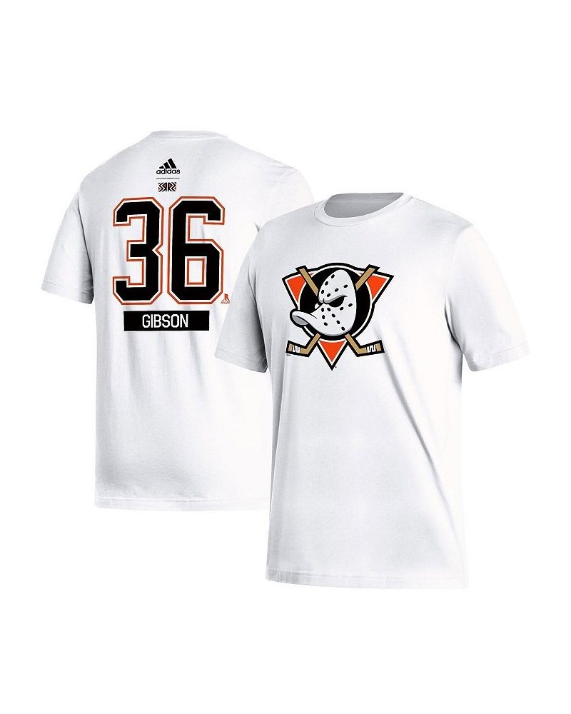 Men's John Gibson White Anaheim Ducks Reverse Retro 2.0 Name and Number T-shirt $22.39 T-Shirts