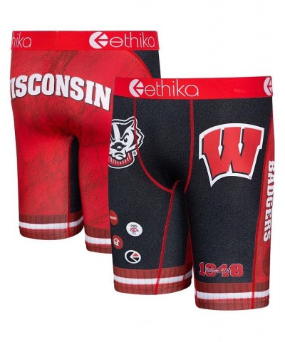 Men's Black Wisconsin Badgers Schoolin' Boxers Briefs $19.74 Underwear