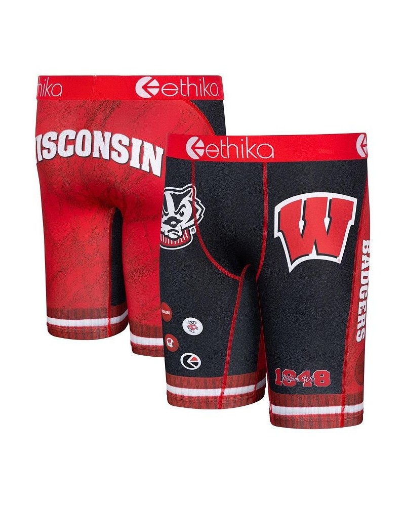 Men's Black Wisconsin Badgers Schoolin' Boxers Briefs $19.74 Underwear