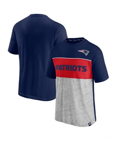 Men's Branded Navy and Heathered Gray New England Patriots Colorblock T-shirt $19.36 T-Shirts