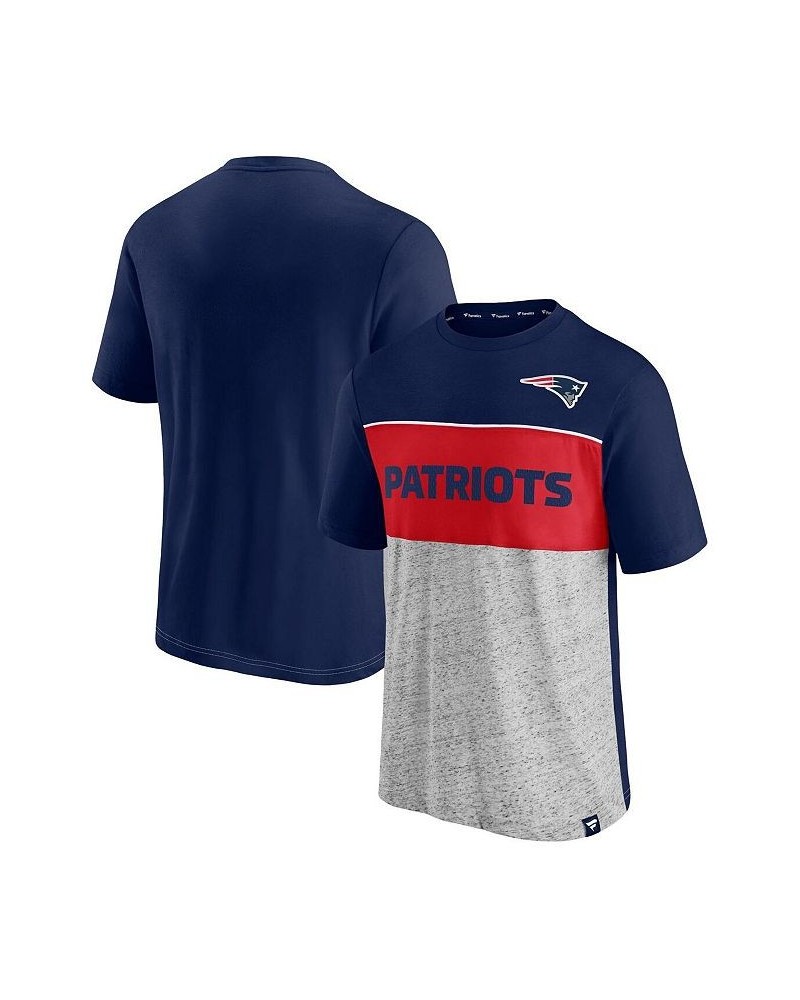 Men's Branded Navy and Heathered Gray New England Patriots Colorblock T-shirt $19.36 T-Shirts